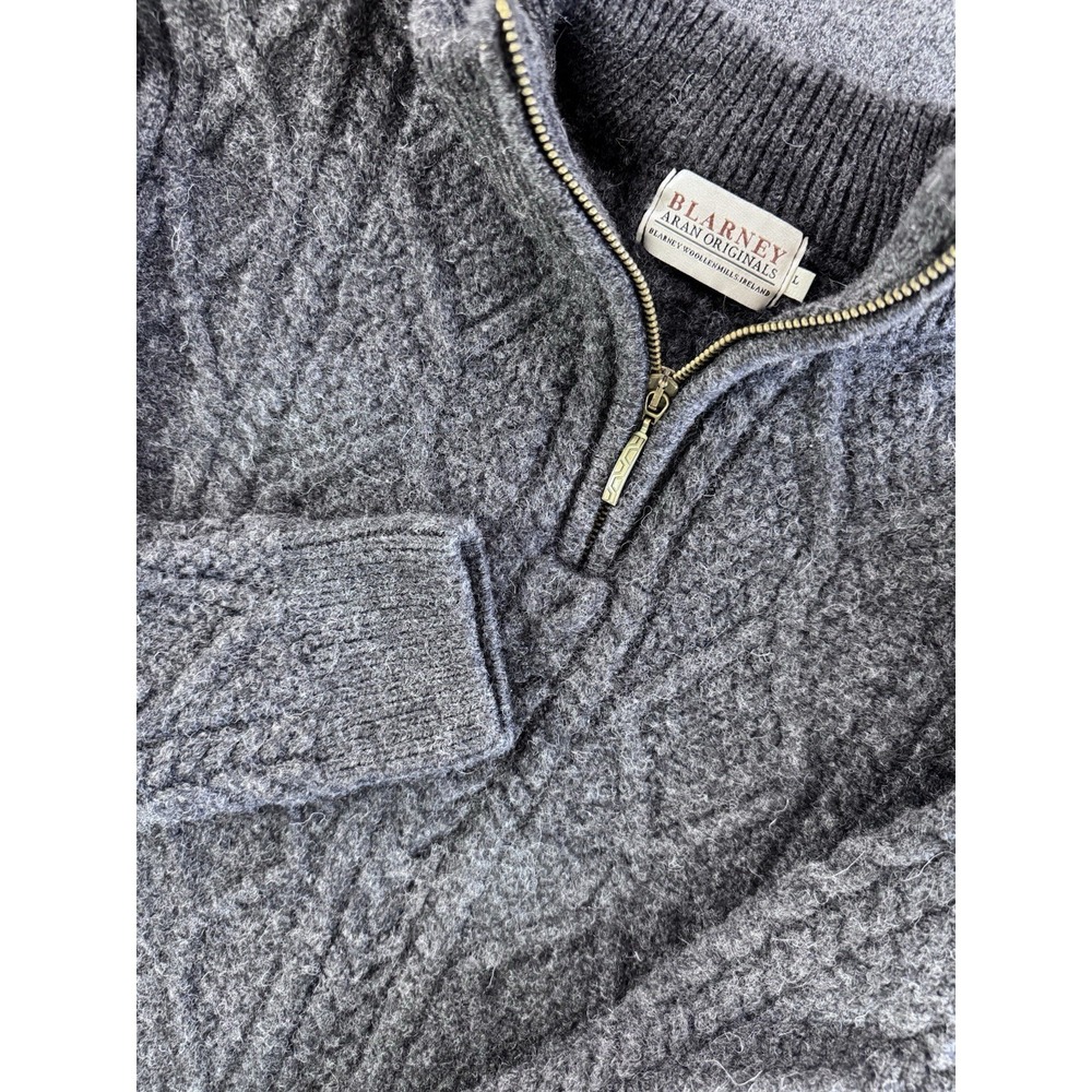 Gray Half-Zip Cable Knit Sweater